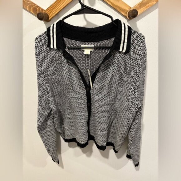 Maeve Plunging Polo Cardigan - Picture 1 of 8